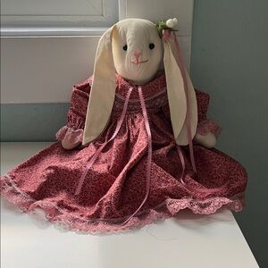 Pink Floral 16” Bunny Doll with Dress